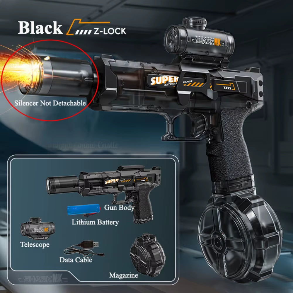 Electric Water Gun with Light Toys Summer Outdoor Shooting Beach Game Toy Automatic Water Squirt Gun for Boy Birthday Xmas Gifts